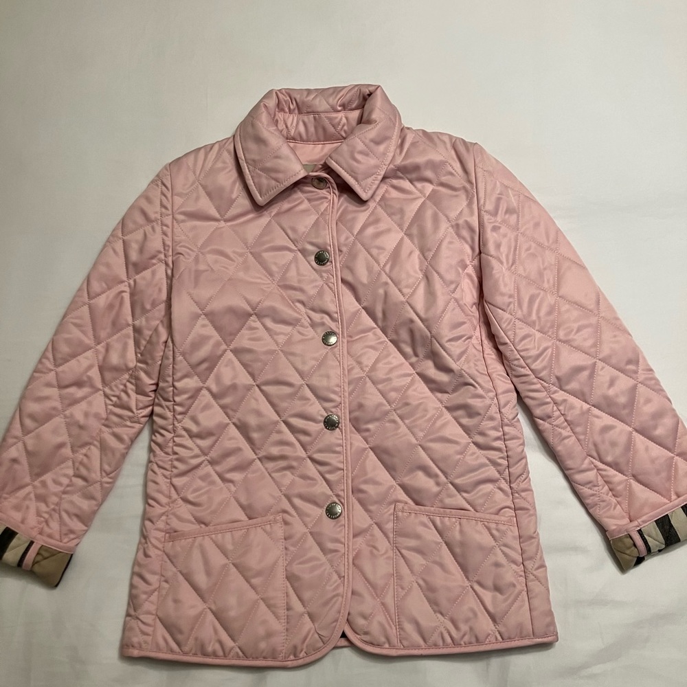 Burberry girls pink quilted coat
